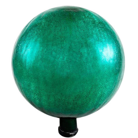 Oakestry 12" Crackle Glass Gazing Globe – Emerald Green, Hand-Blown Mirrored Garden Ball for Yard, Patio & Outdoor Décor