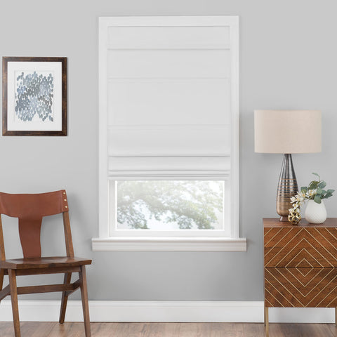 Cordless Roman Shades for Windows - 36 Inch Width x 64 Inch Length (White) - Blackout Polyester Window Privacy Blinds for Bedroom, Kitchen & Dining Room by Achim Home Decor