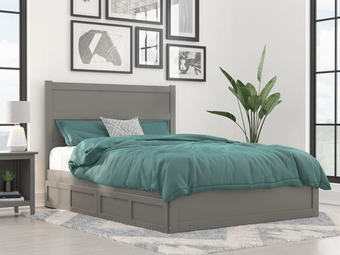 NoHo Queen Bed with Footboard and 2 Drawers in Grey