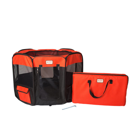 Armarkat Model PP002R-M Portable Pet Playpen in Black and Red Combo, Medium