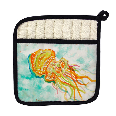 Betsy Drake PT272 Orange Jellyfish Pot Holder