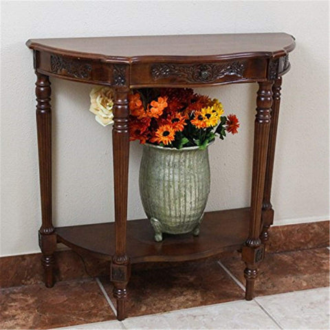 International Caravan Furniture Piece Carved Wood One Drawer Console Table