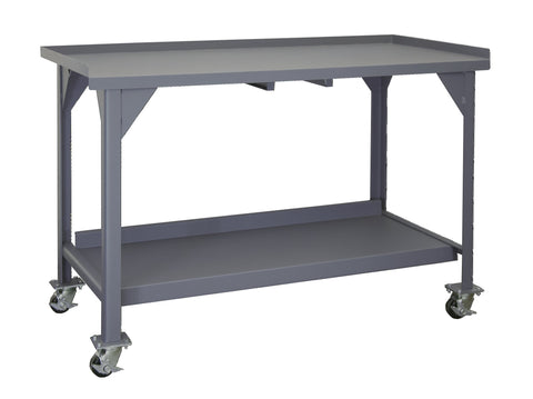 Durham DWBM-3660-BE-95 Mobile Workbench with 2 Shelves, 61" x 37" x 36"