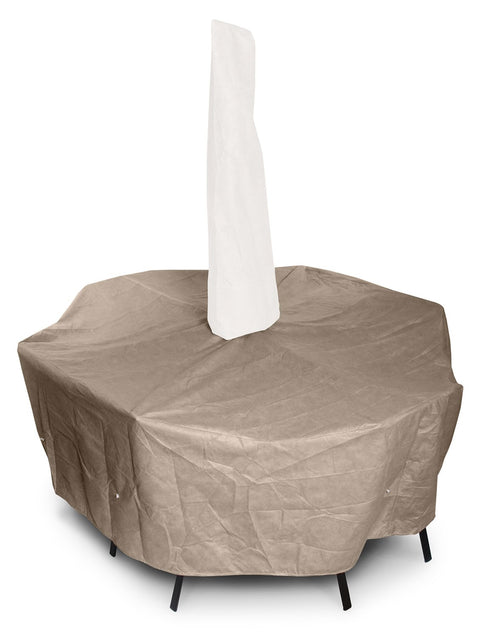 KoverRoos III 31351 Large Dining Set Cover with Umbrella Hole, 108 by 82 by 28-Inch, Taupe