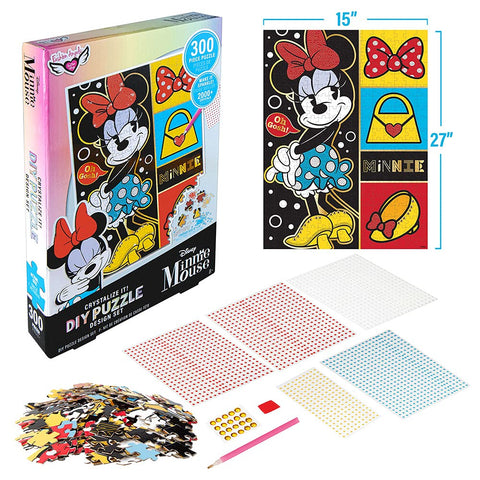 Fashion Angels Disney Minnie Mouse Crystalize It! Color Coded DIY Puzzle Kit with 2000+ Sparkly Crystal Diamond Gems for Girls and Kids Ages 8 and Up (300 Pieces)
