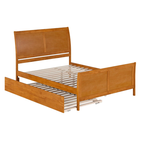 AFI, Portland Queen Platform Bed with Matching Footboard & Twin XL Trundle, Light Toffee