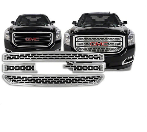 Fits 15-16 GMC Yukon, SE, SLT-Chrome Grille Overlay