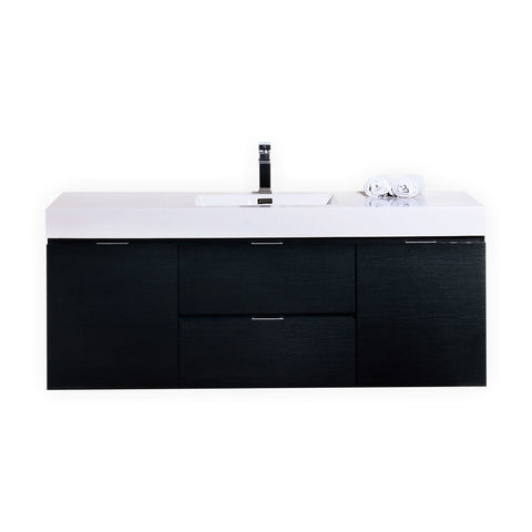 KubeBath Bliss 60" Black Single Sink Wall Mount Modern Style Bathroom Vanity