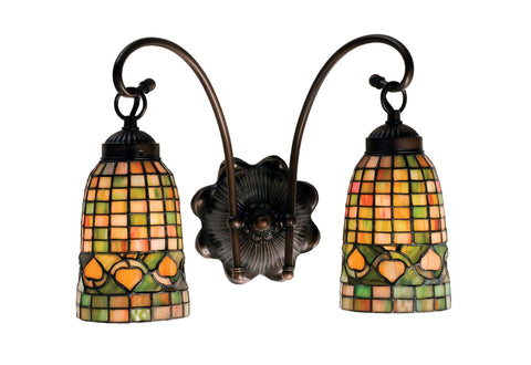 Meyda Tiffany 18651 Tiffany Acorn 2 Light Wall Sconce, 14.5" Width