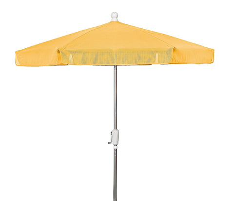 7.5' Hex Garden Tilt Umbrella 6 Rib Crank Bright Aluminum with Yellow Vinyl Coated Weave Canopy