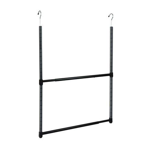 Oceanstar 2-Tier Portable Adjustable Closet Hanger Rod, Black (ACR1545B)