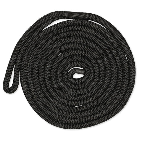 CMP Cordage CDL1215BK, Dock Line, 1/2" Diameter - 15' Length, Double Braid, Black