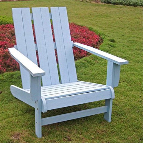 International Caravan Furniture Piece Acacia Large Square Back Adirondack Chair with Antique White Finish
