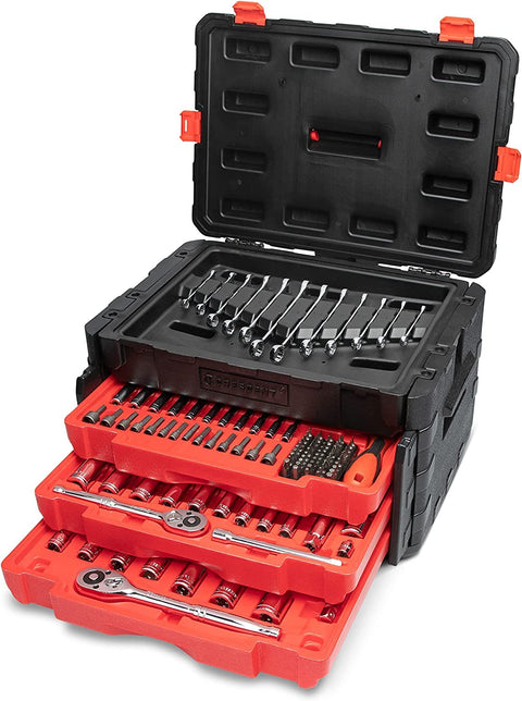 Crescent 229 Piece 1/4", 3/8" & 1/2" Drive Mechanics Hand Tool Set with 3 Drawer Storage Case - CTK229C