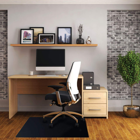 Advantagemat Black Vinyl Rectangular Chair Mat for Hard Floor - 29.5 inches x 47 inches