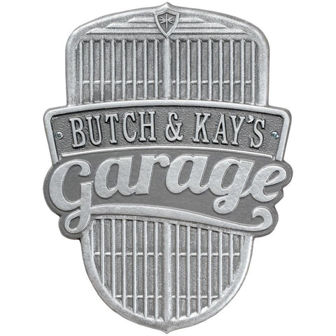 Whitehall 2822PS Car Grille Garage Plaque - Standard Wall - One Line - in Pewter/Silver 14.5 x 11 x .34