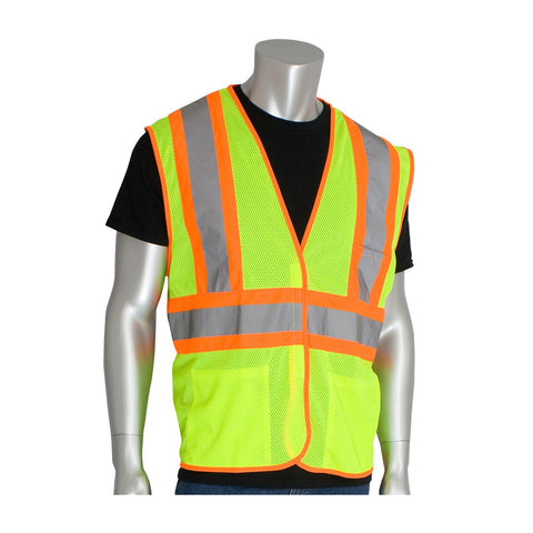 PIP 302-MVATLY-L ANSI Class 2 Two Tone Three Pocket Mesh Vest