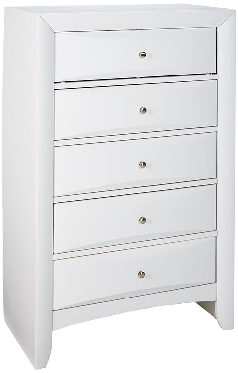 Acme Ireland 5 Drawer Wood Chest in White