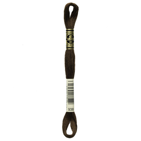 DMC 117-938 6 Strand Embroidery Cotton Floss, Ultra Dark Coffee Brown, 8.7-Yard