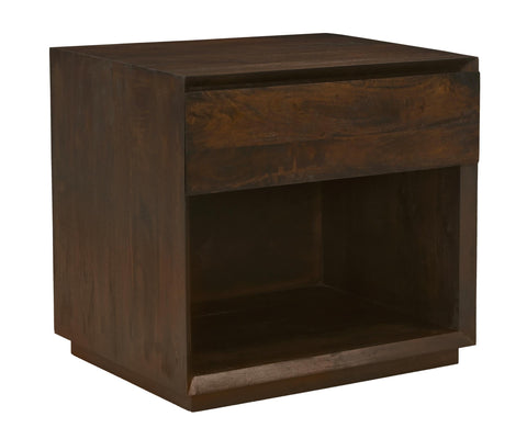 Flagstaff 1-Drawer Nightstand in Modern Barista Brown Finish on Solid Wood