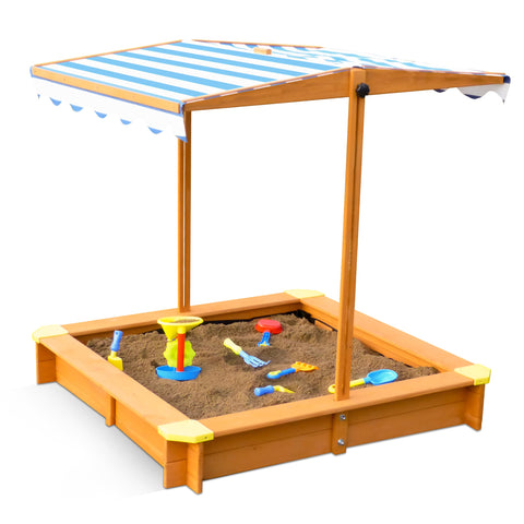 Merry Garden Sandbox with Canopy, Natural Stain