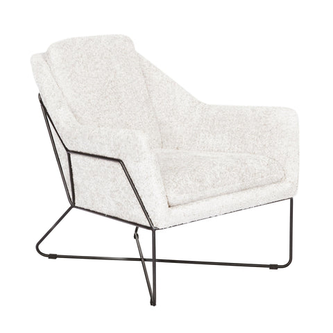 Moti Emilia Lounge Chair in Boucle Ivory Fabric with Toughened Iron Frame