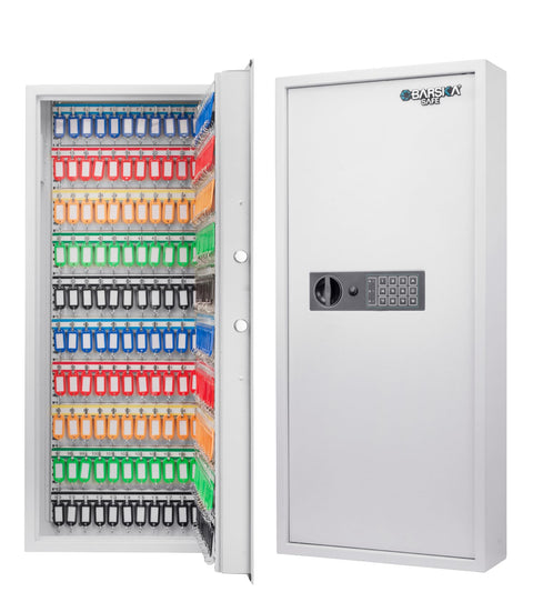 Barska 240 Key Cabinet Digital Wall Key Safe – Lock Box with Key Drop Slot, PIN Code Access, Solid Steel, Numbered Hooks & Colored Tags, 2 Backup Keys, Anti-Pry Hinges
