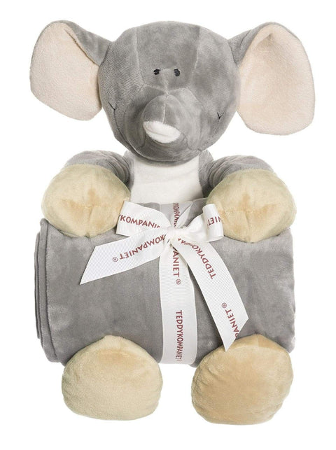 Teddykompaniet Diinglisar Adorable Stuffed Animal Lovely Realistic Large Wild Elephant & Soft Blanket Set Plush Sleep Toys Birthday Gift for Baby Child Toddler