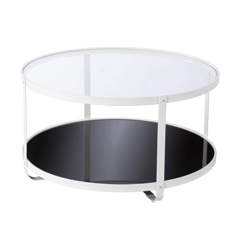 SEI Furniture Vimmerly Glass-Top 32" Shelf Cocktail Table, Black and White