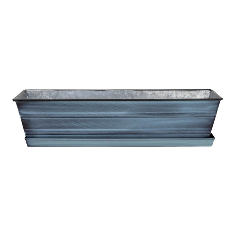 Achla Designs Galvanized Steel Flower Box Planter with Tray, Nantucket Blue, Small