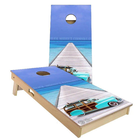 Skip's Garage Woody Wagon Cornhole Set - Premium 2x4 (Weather Bags) - Include Case + Hole + Edge