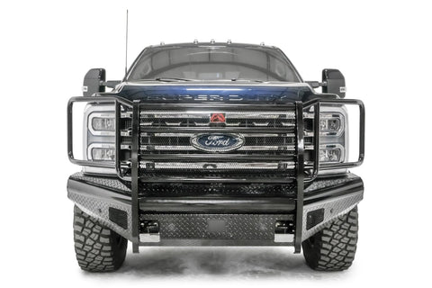 Fab Fours FS23-S5960-1 Black Steel Front Bumper fits 23-23 Ford F-350 Super Duty - w/Full Grill Guard - Sensor Compatible - Gloss Black