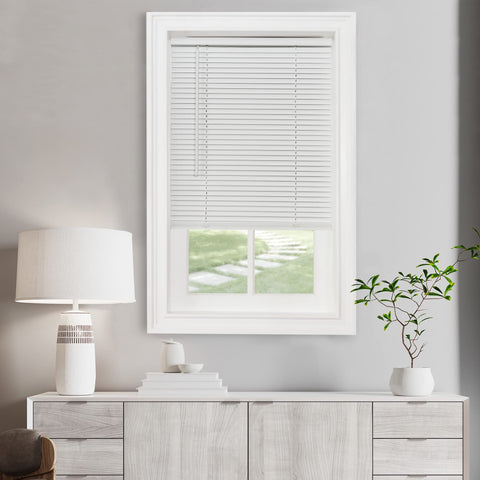 Cordless Light Filtering Mini Blind - 45 Inch Width, 64 Inch Length, 1" Slat Size - Pearl White - Cordless GII Morningstar Horizontal Windows Blinds for Interior by Achim Home Decor
