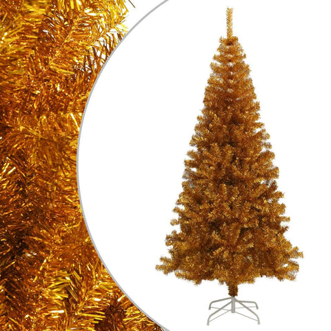 vidaXL 8ft Gold Artificial Christmas Tree with Steel Stand - Sturdy, Reusable, PET Material, Indoor/Outdoor Suitable, 1300 Tips, 329186