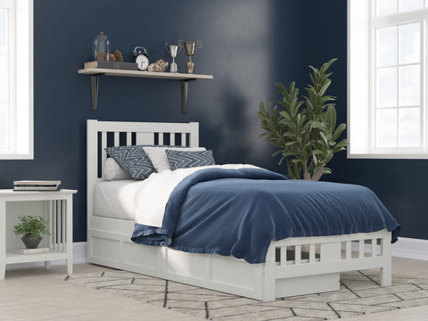 Tahoe Twin Extra Long Bed with Footboard and 2 Drawers in White