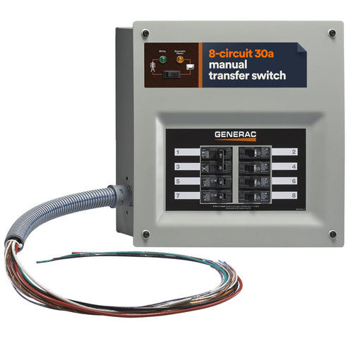 Generac 6854 HomeLink Upgradeable 30 Amp Transfer Switch Kit - Convenient and Reliable Power Solution for Homes - 10' Cord and Aluminum Power Inlet Box