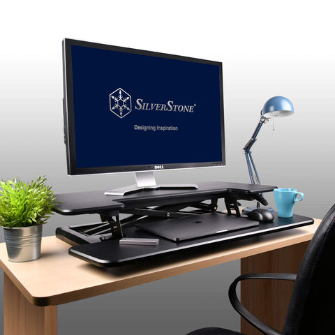 34.6 inch wide platform Height Adjustable Stand up Desk Computer Riser with Removable Keyboard Tray