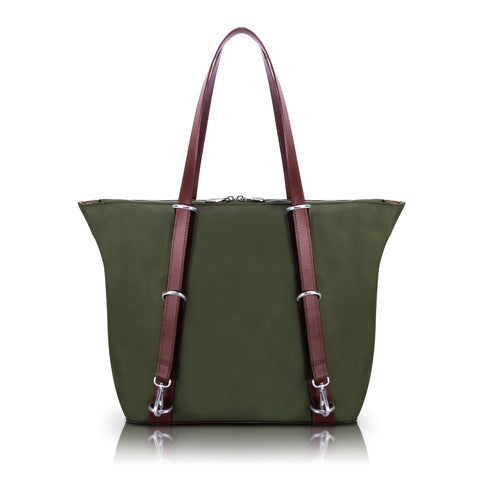McKleinUSA N Series Dylan Nano Tech-Light Nylon with Leather Trim 3-in-1 Nylon Convertible Backpack Tote Green (18481) One Size