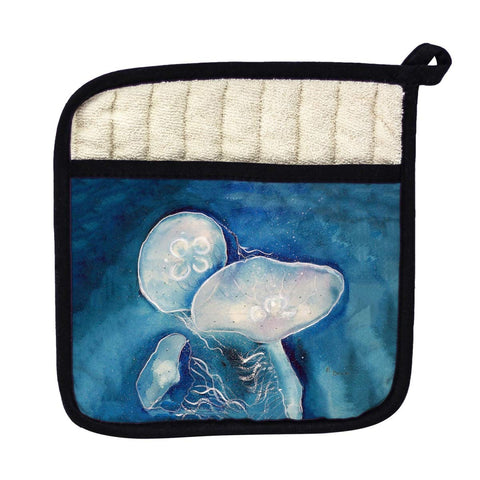 Betsy Drake PT174 Blue Jellyfish Pot Holder