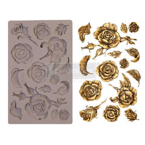 Redesign with Prima Redesign Furniture Decor Moulds® Fragrant Roses 5"x8",8Mm Thickness for Funiture Dresser, Chocolate,Cake,Candy,Backery,Soap,Polymer Clay, earthen Clay