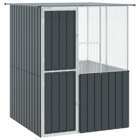 vidaXL Bird Cage Anthracite 64.96 x 64.96 x 78.74 in Galvanised Steel, Trendy Bird Enclosure, Tough Rectangular Cage, Great Outdoor Aviary, Safe Home for Birds, Pet-Friendly