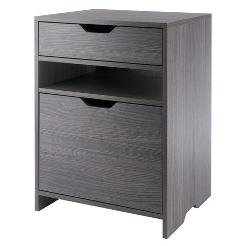 Winsome Nova File Cabinet with Open Shelf and Drawer, 19" Wide, Charcoal
