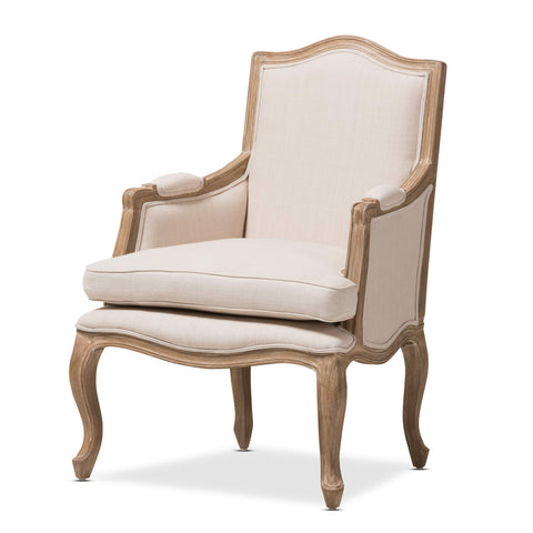 Baxton Studio Nivernais Wood Traditional French Accent Chair, Large, Brown