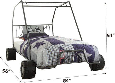 Acme Furniture Modern Styled Metal Black Finish Xander Go Kart Twin Bed
