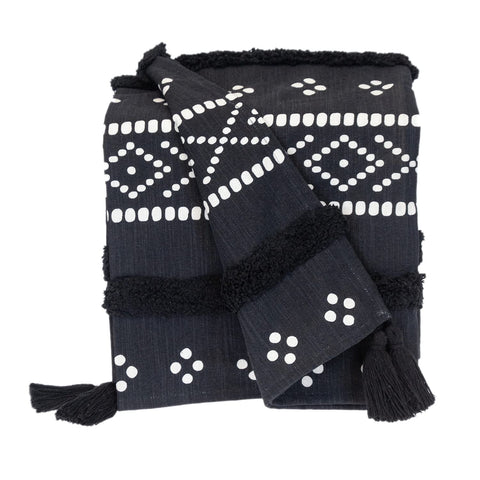 Parkland Collection Transitional Stripes and Dots Black 50 x 60 Throw