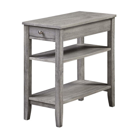 Convenience Concepts American Heritage Chairside End Table with Drawer 23.5" - Classic Living Room Table with Storage Shelf, Bedroom Nightstand, Wirebrush Light Gray