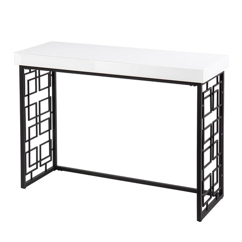 SEI Furniture Mavden Contemporary Console Table, Hall/Entryway Room with Open Concept Living Space Contemporary Style Tempered Glass, White