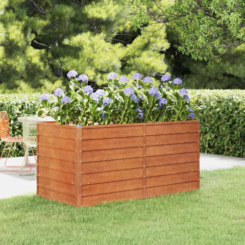 Garden Planter Grey 160x80x77 cm Weathering Steel