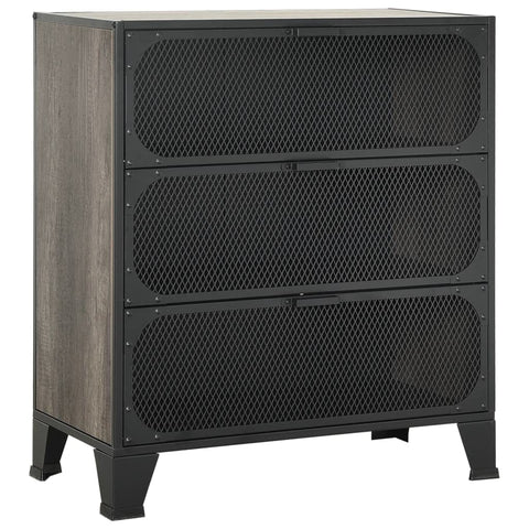 vidaXL Industrial Style Storage Cabinet - Durable Metal and MDF Construction - with Spacious Shelves - Versatile Gray Urban Design - Easy to Clean