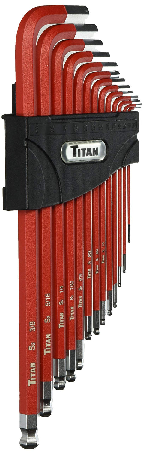 Titan 12713 Extra-Long Arm Ball Tip SAE Hex Key Set, 13 Piece